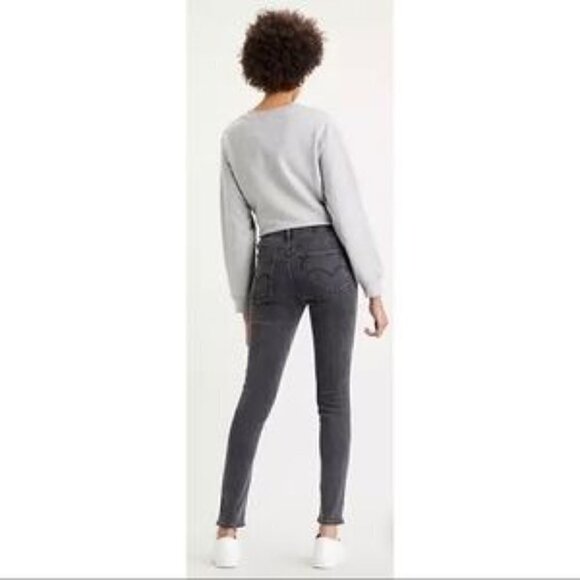 Levis Premium 721 Jeans Womens Sz 25 Black High Rise Skinny Destroyed Ripped - Picture 3 of 11